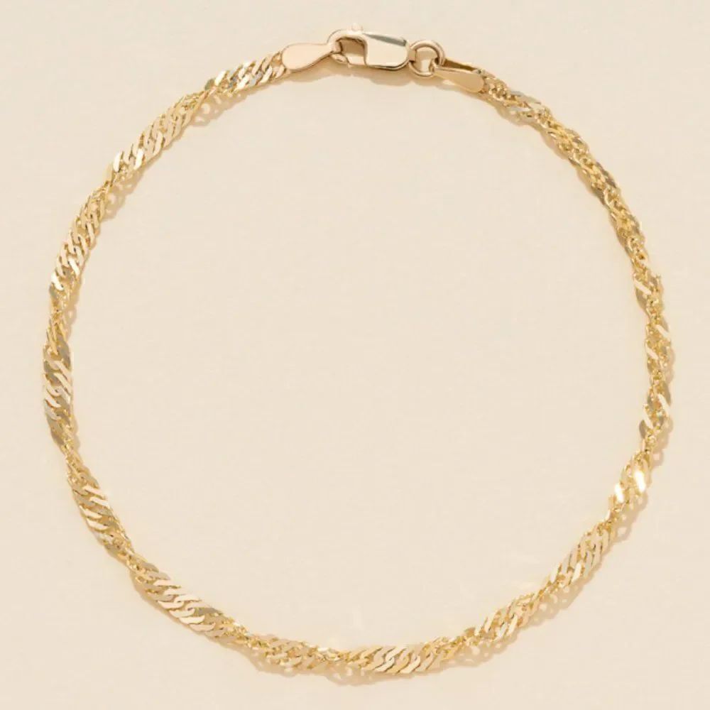 14k solid gold Singapore bracelet | 14K Yellow Gold Singapore Chain Bracelet |